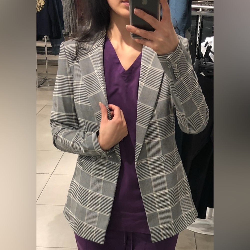 Double Bre asted Checkered Blazer Size 4 - Picture 5 of 8